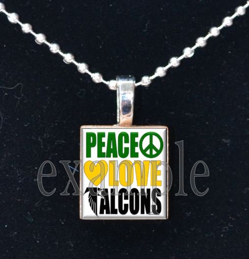 PEACE LOVE LEWIS FALCONS School Team Mascot Pendant Necklace Charm or Keychain