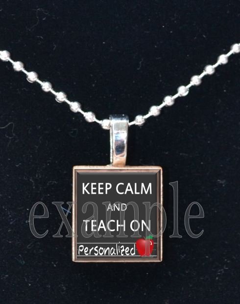 School Teacher PERSONALIZED KEEP CALM Scrabble Necklace Pendant Charm Key-chain Great Gift