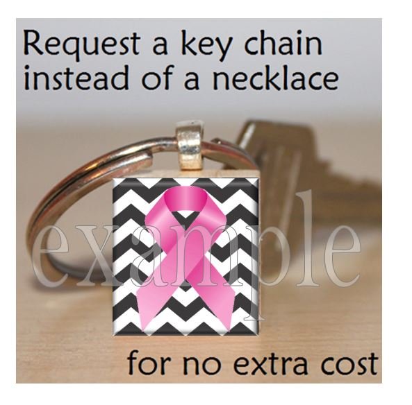BREAST CANCER Awareness Ribbon Scrabble Tile Key-chain