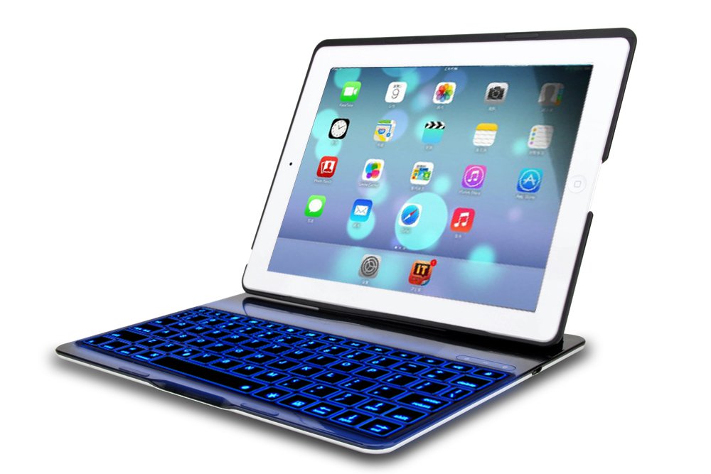 FlyStone® Folio Leathe Case Ultra-thin Backlit Bluetooth Keyboard for iPad Air / iPad 5 (Black)