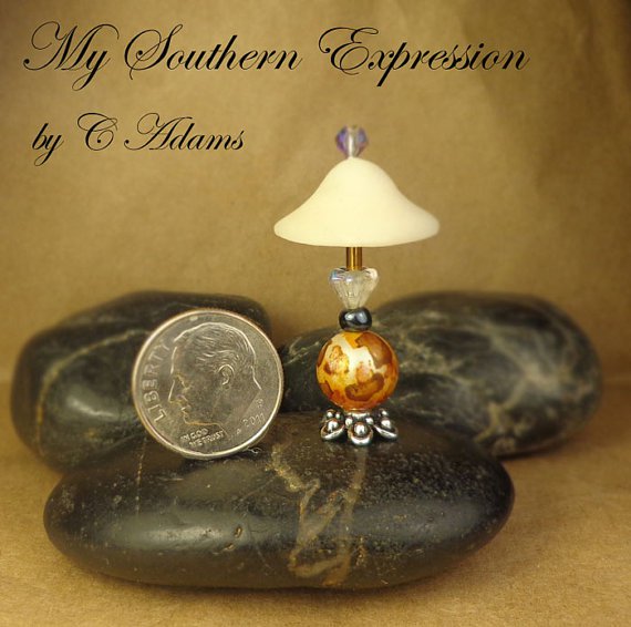 Dollhouse OOAK Lamp Miniature Golden Leopard Accent Handmade Lamp Orginal OOAK by C Adams
