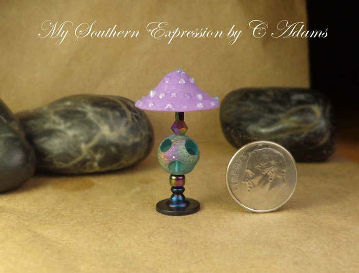 Dollhouse Lamp OOAK Mod Retro Disco Round Funky Glass Globe Lamp Handmade OOAK by C Adams