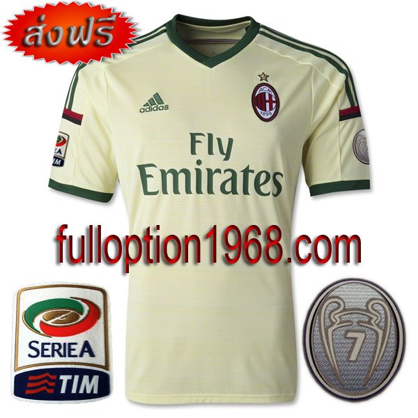 NEW 14-15 Ac Milan 3rd Calcio+Trophy 7 Patch Soccer Football Shirt Jersey