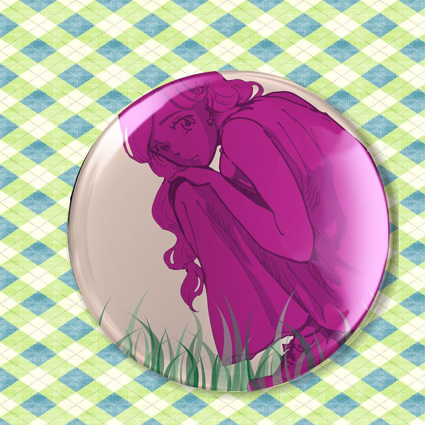 Tin Button (girl in maxidress2)