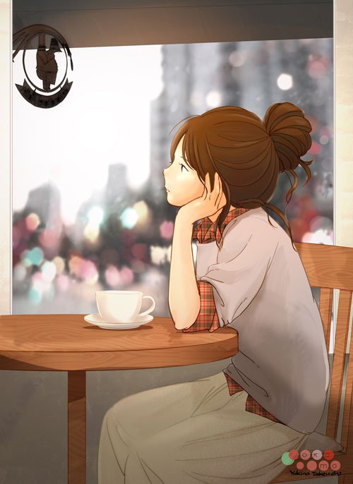 postcard (rainy cafe)