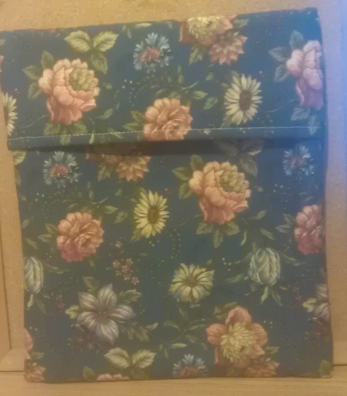 Handmade Fabric Baked Potato Bag-Floral Print on Blue Background