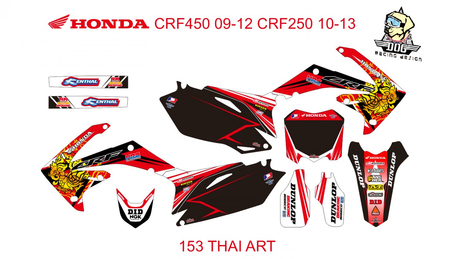 HONDA CRF250 2010-2013 CRF450 2009-2012 GRAPHIC DECAL KIT CODE.153