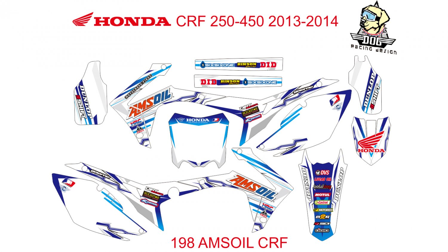 HONDA CRF 250-450 2013-2014 GRAPHIC DECAL KIT CODE.198