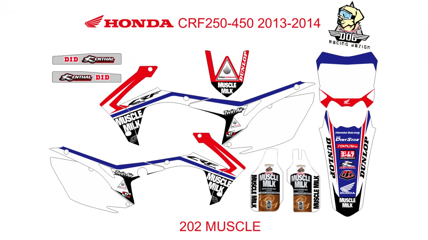 HONDA CRF 250-450 2013-2014 GRAPHIC DECAL KIT CODE.202