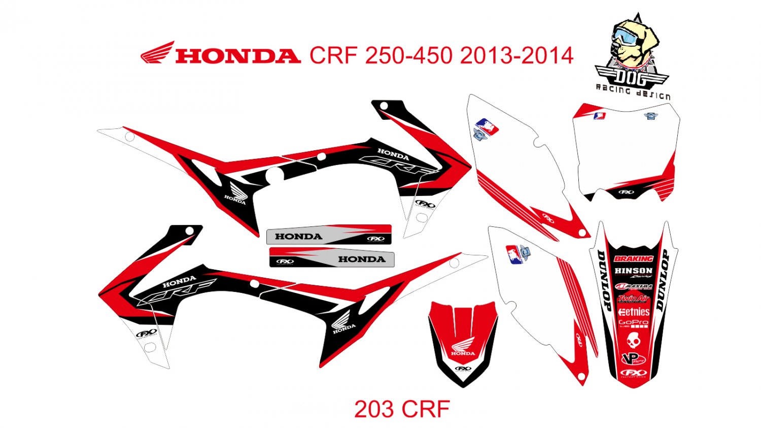 HONDA CRF 250-450 2013-2014 GRAPHIC DECAL KIT CODE.203