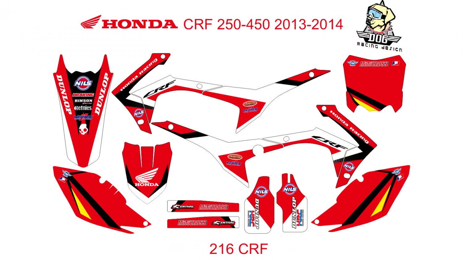 HONDA CRF 250-450 2013-2014 GRAPHIC DECAL KIT CODE.216