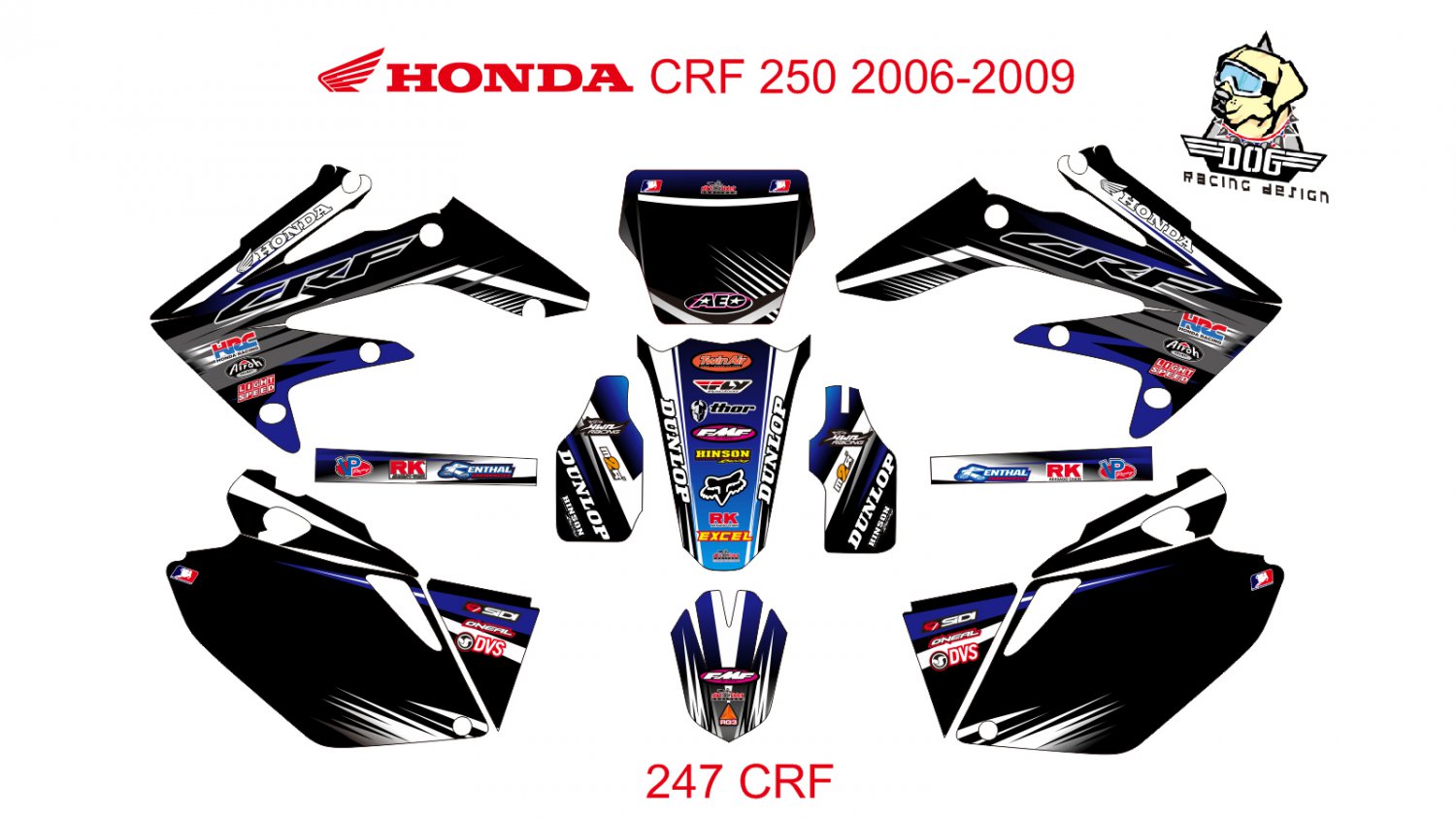 HONDA CRF 250 2006-2009 GRAPHIC DECAL KIT CODE.247