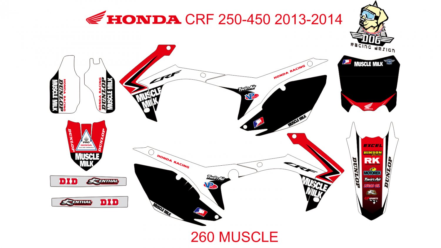HONDA CRF 250-450 2013-2014 GRAPHIC DECAL KIT CODE.260