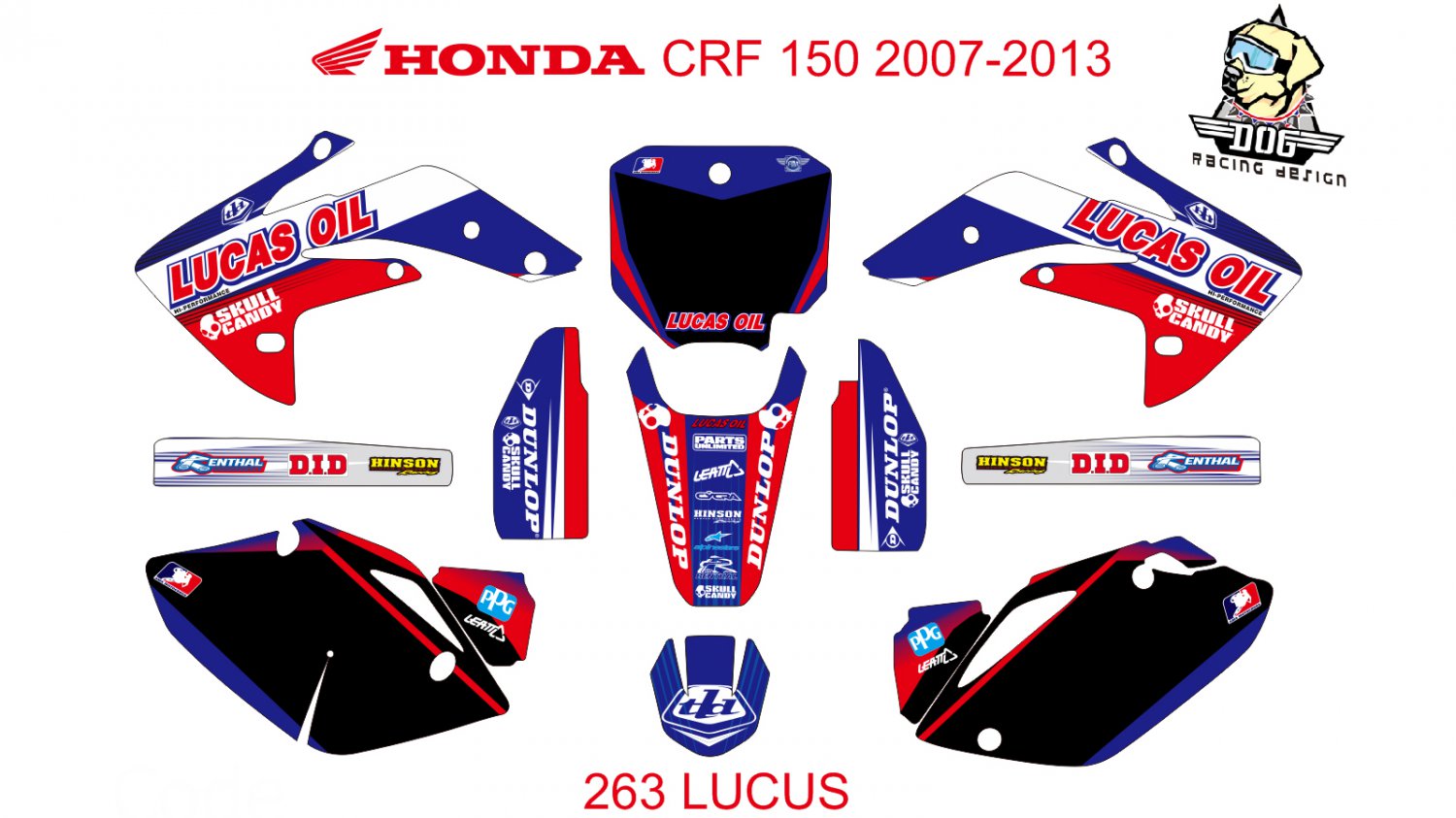 HONDA CRF 150 2007-2013 GRAPHIC DECAL KIT CODE.263