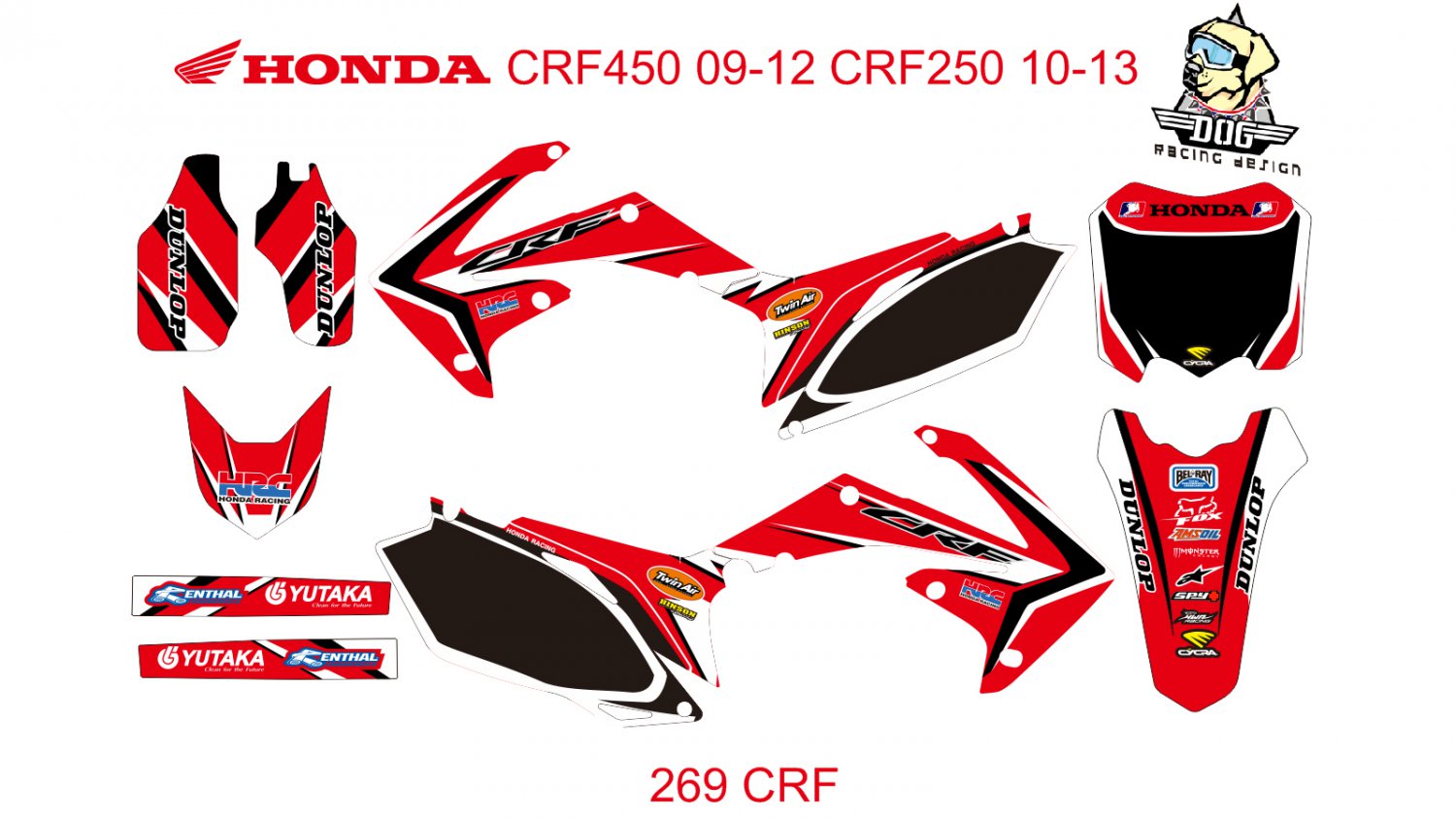 HONDA CRF250 2010-2013 CRF450 2009-2012 GRAPHIC DECAL KIT CODE.269