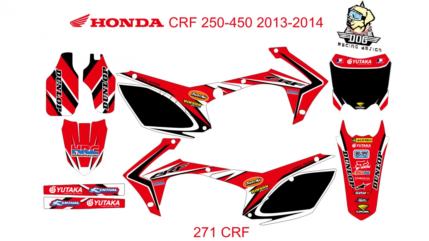 HONDA CRF 250-450 2013-2014 GRAPHIC DECAL KIT CODE.271