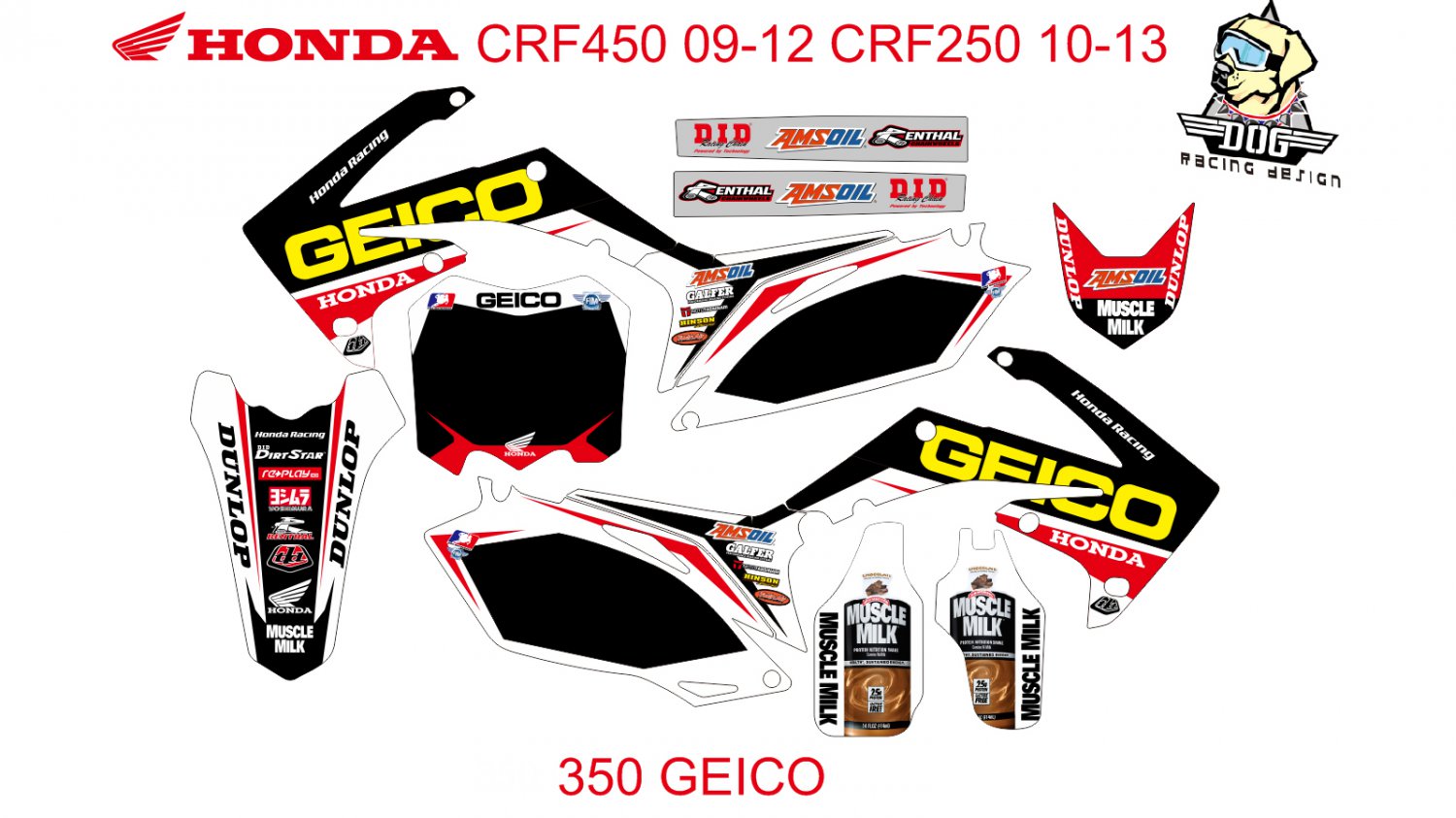 HONDA CRF250 2010-2013 CRF450 2009-2012 GRAPHIC DECAL KIT CODE.350
