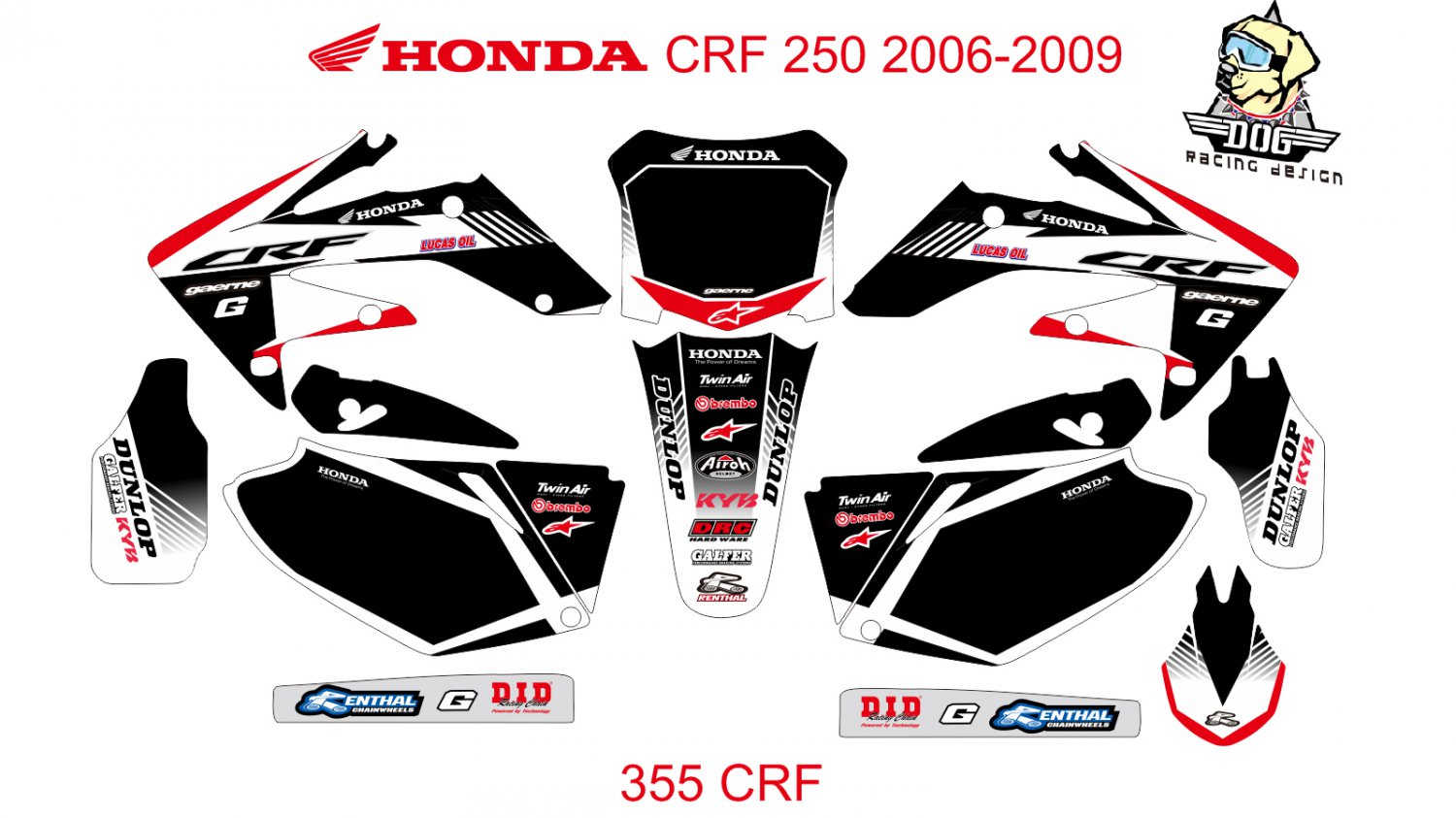 HONDA CRF 250 2006-2009 GRAPHIC DECAL KIT CODE.355