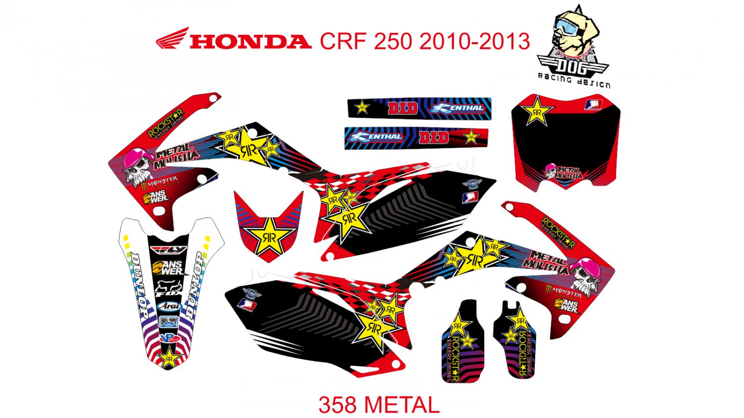 HONDA CRF 250 2010-2013 CRF 450 2009-2012 GRAPHIC DECAL KIT CODE.358