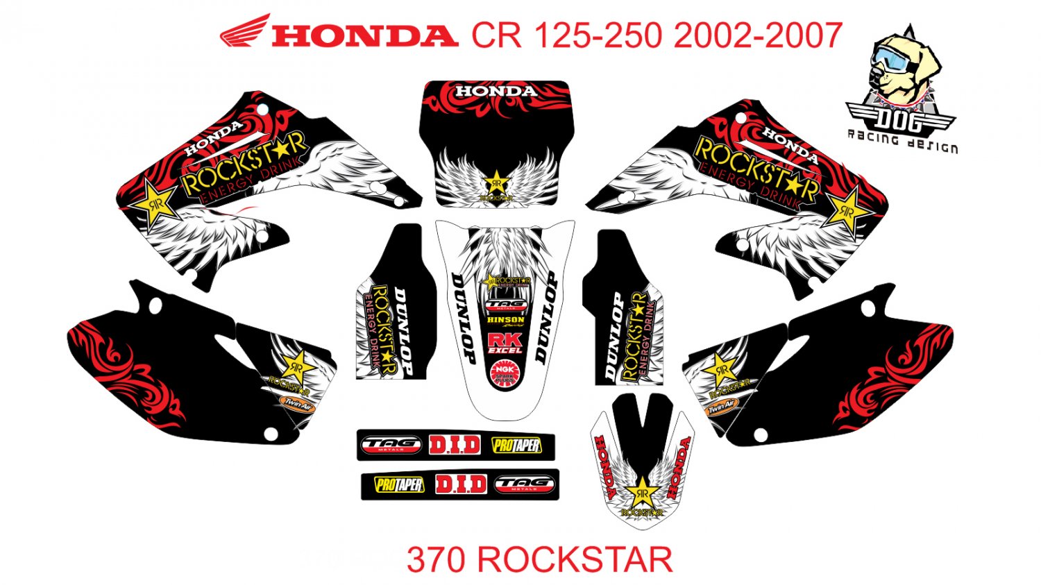 HONDA CR 125-250 2002-2007 GRAPHIC DECAL KIT CODE.370