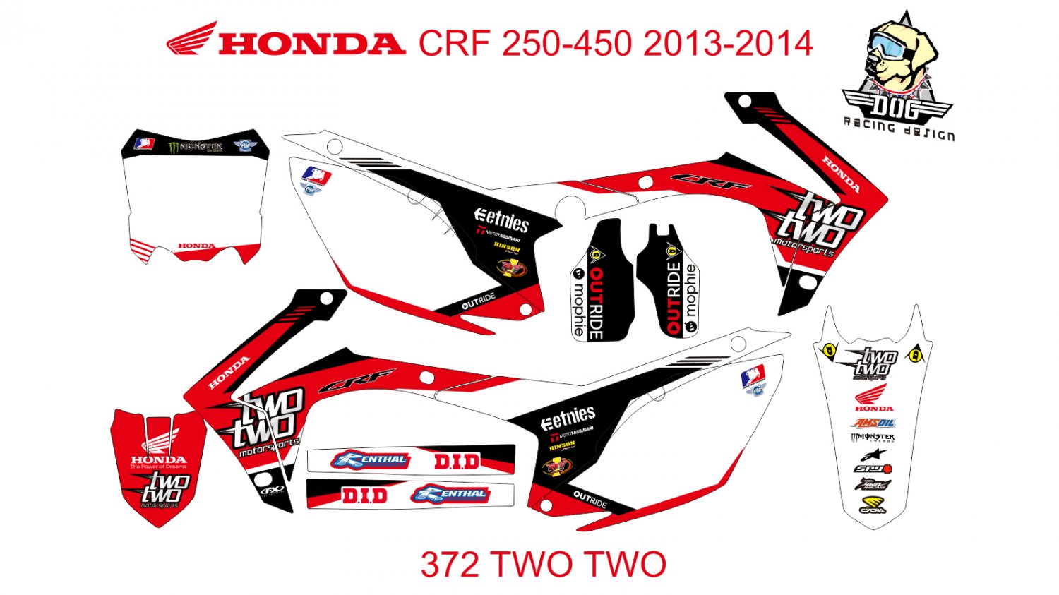 HONDA CRF 250-450 2013-2014 GRAPHIC DECAL KIT CODE.372