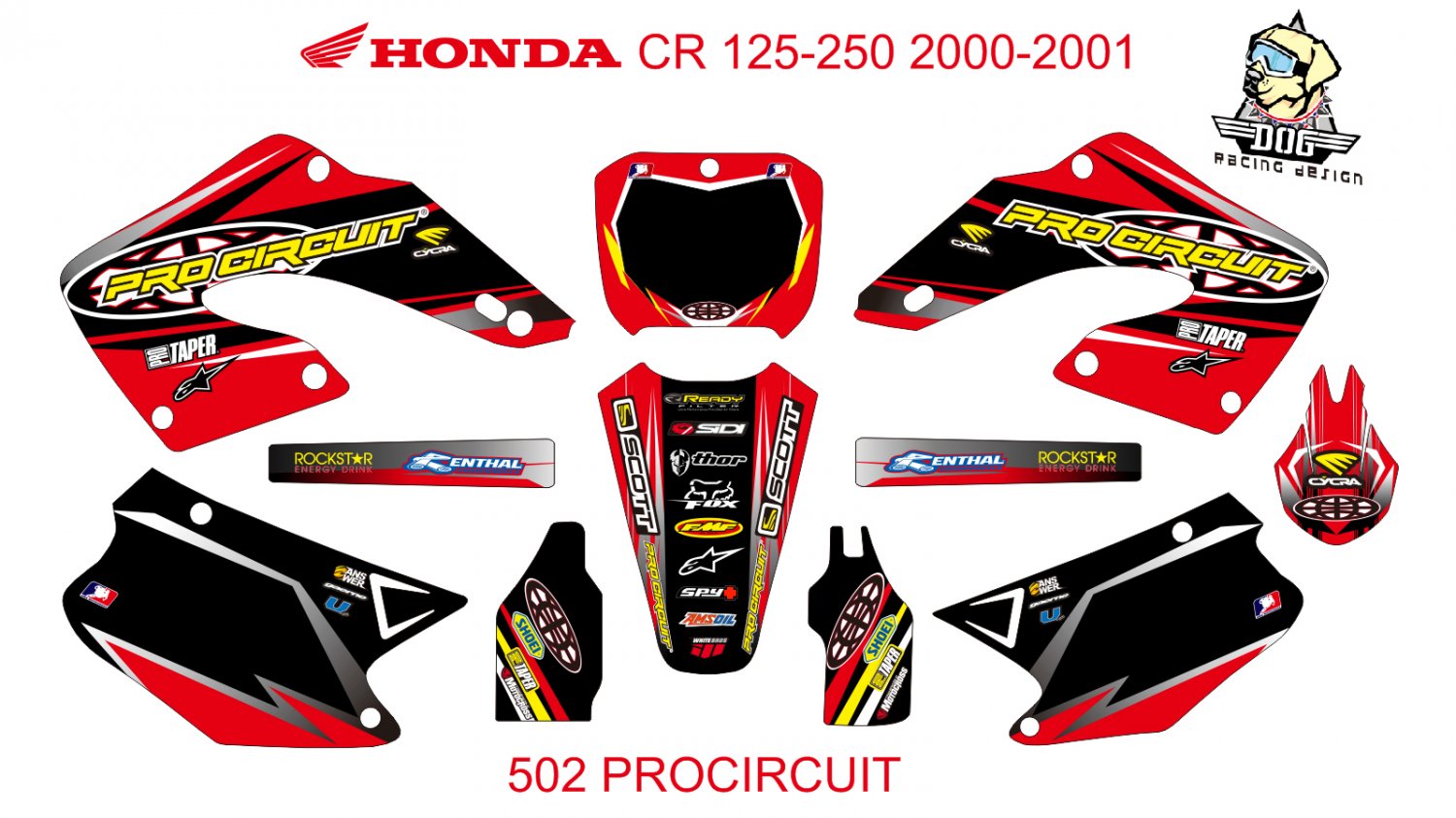 HONDA CR 125-250 2000-2001 GRAPHIC DECAL KIT CODE.502