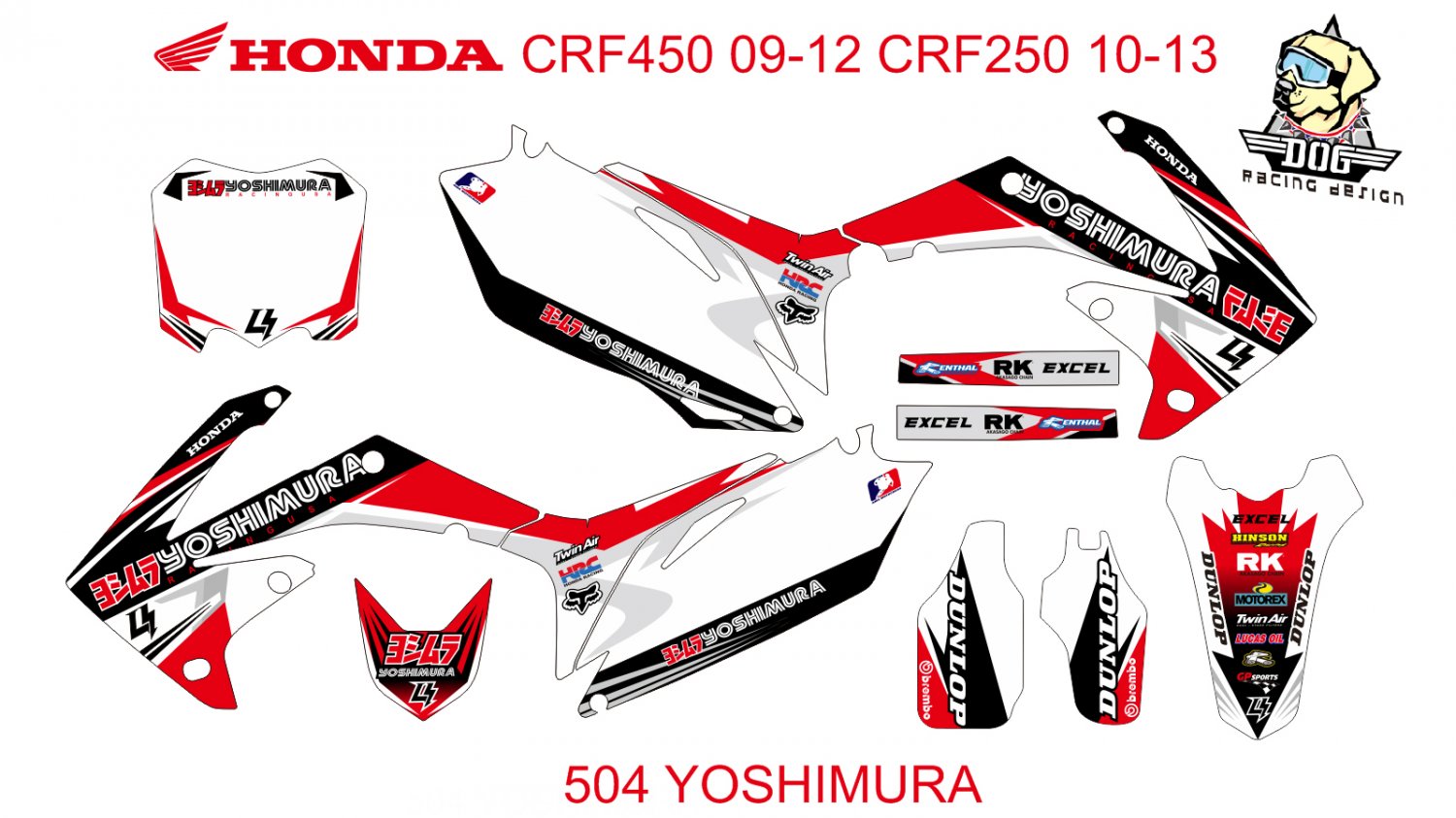 HONDA CRF 250 2010-2013 CRF 450 2009-2012 GRAPHIC DECAL KIT CODE.504