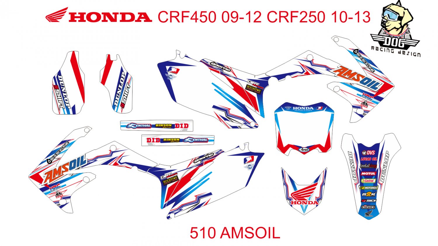HONDA CRF 250 2010-2013 CRF 450 2009-2012 GRAPHIC DECAL KIT CODE.510