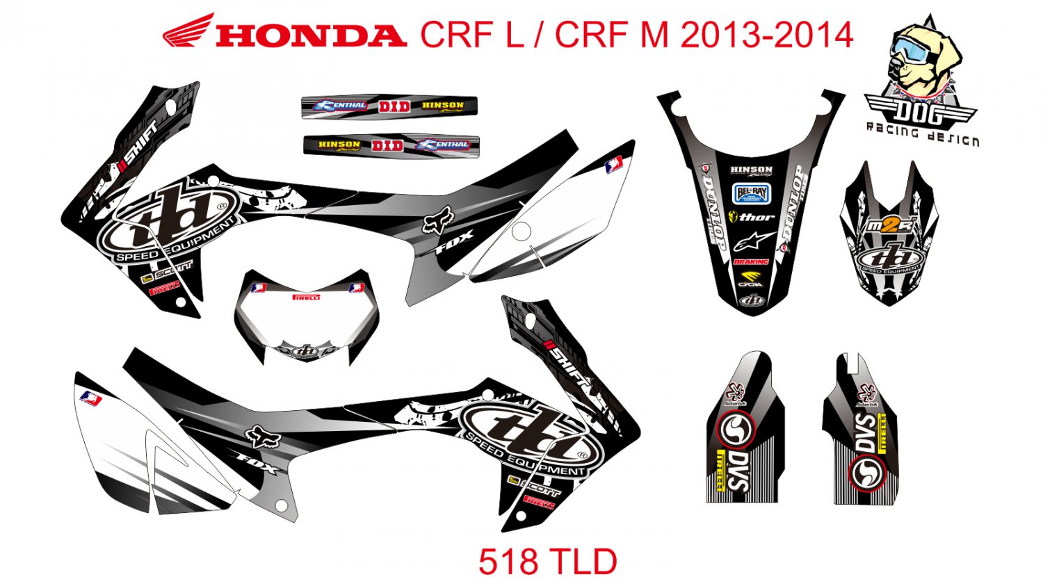 HONDA CRF L CRF M 2013-2014 GRAPHIC DECAL KIT CODE.518