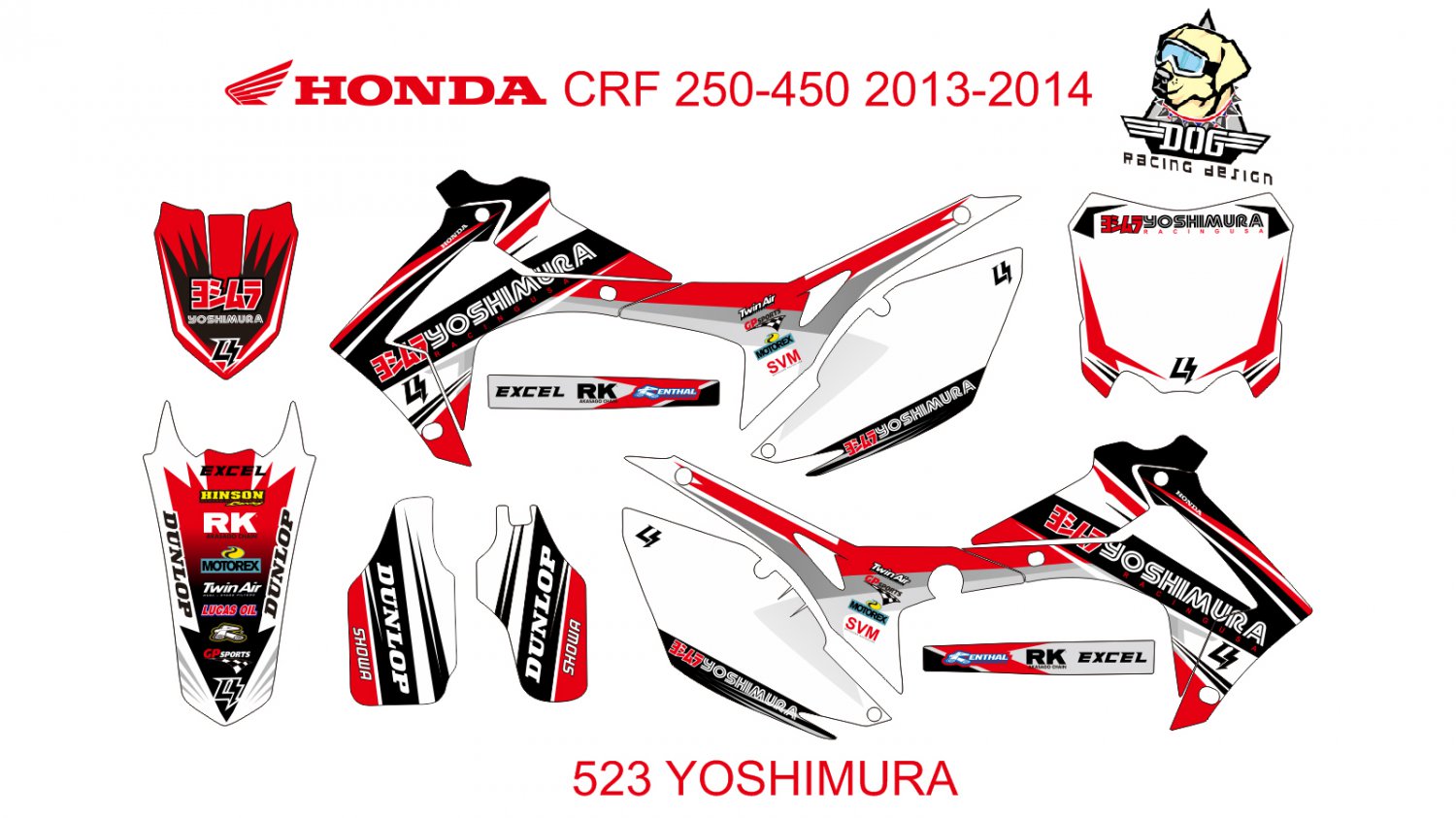 HONDA CRF 250-450 2013-2014 GRAPHIC DECAL KIT CODE.523
