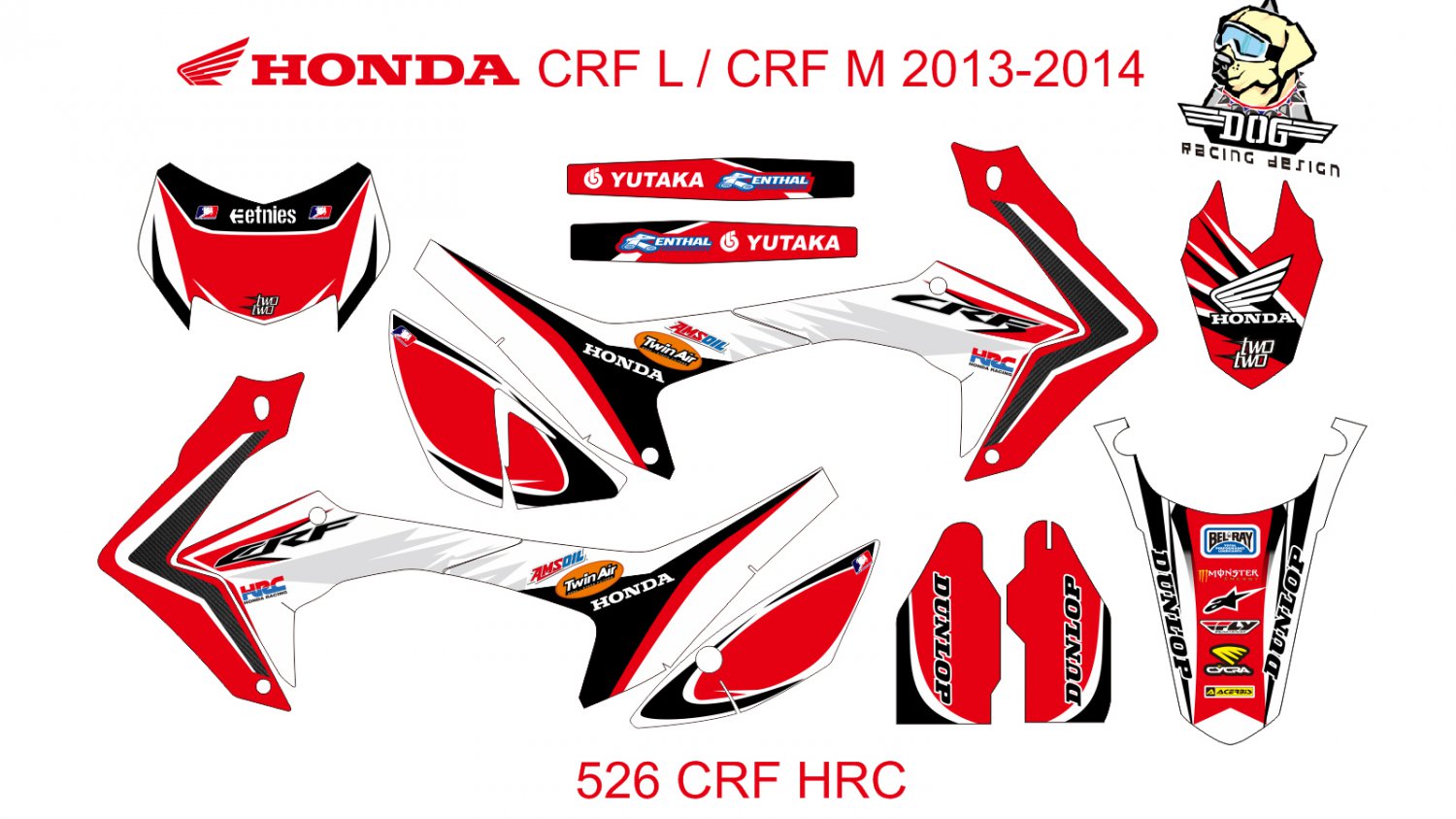 HONDA CRF L CRF M 2013-2014 GRAPHIC DECAL KIT CODE.526
