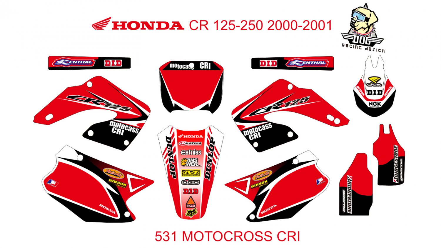 HONDA CR 125-250 2000-2001 GRAPHIC DECAL KIT CODE.531
