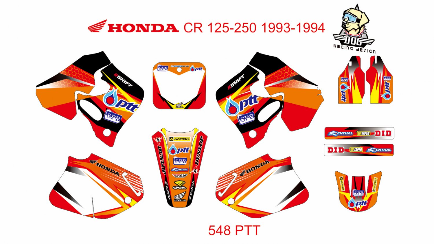 HONDA CR 125-250 1993-1994 GRAPHIC DECAL KIT CODE.548