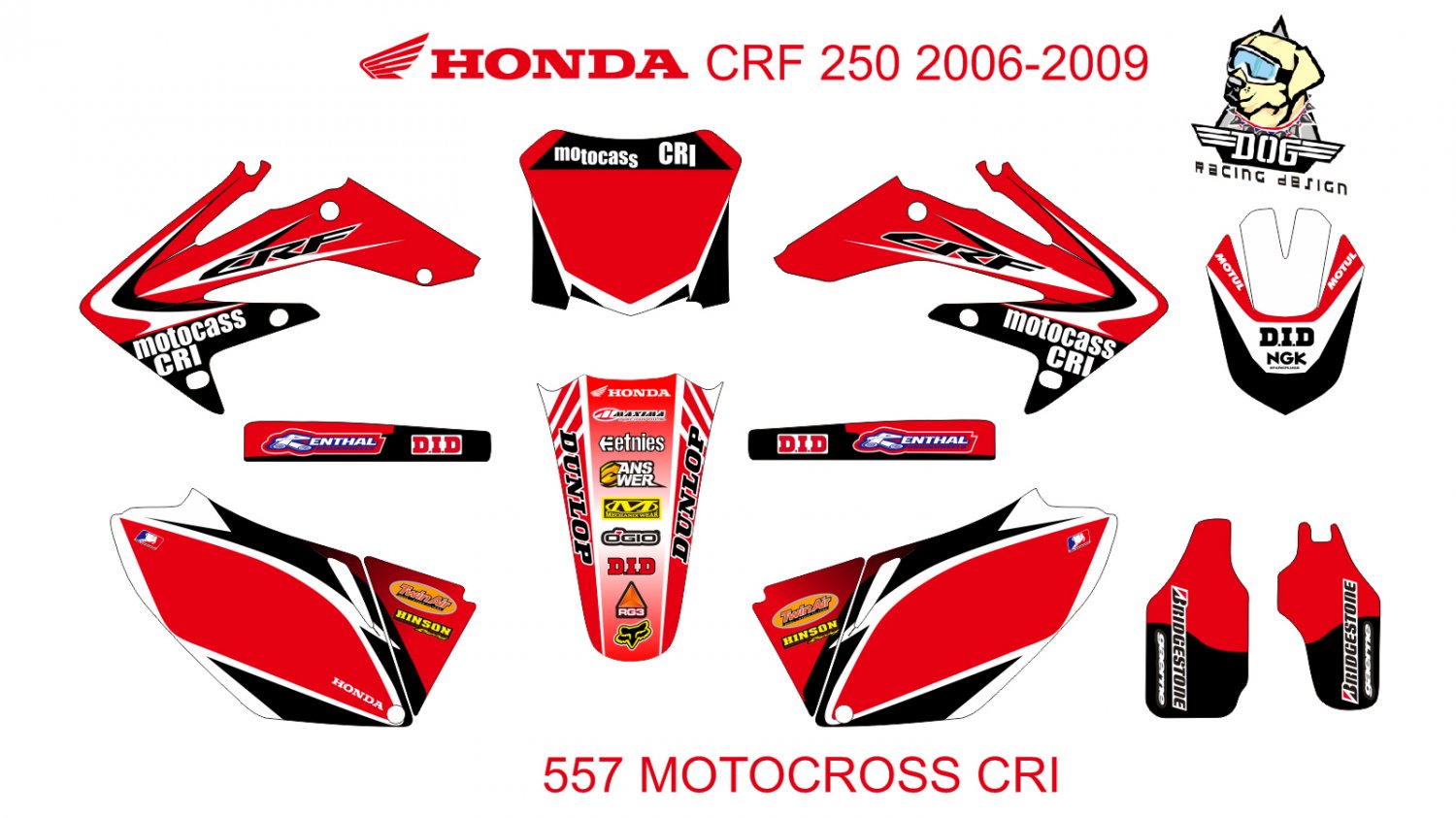 HONDA CRF 250 2006-2009 GRAPHIC DECAL KIT CODE.557