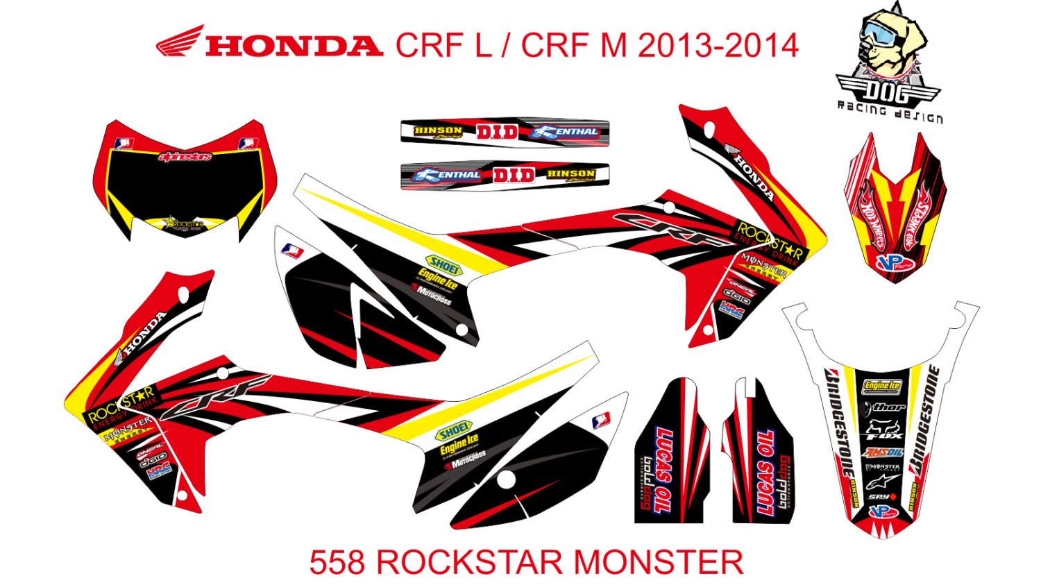 HONDA CRF L CRF M 2013-2014 GRAPHIC DECAL KIT CODE.558