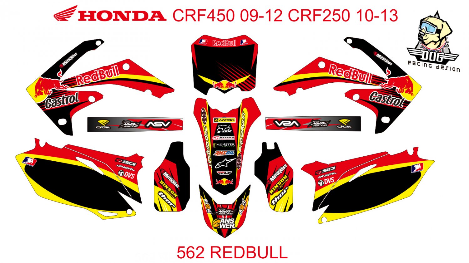HONDA CRF 250 2010-2013 CRF 450 2009-2012 GRAPHIC DECAL KIT CODE.562