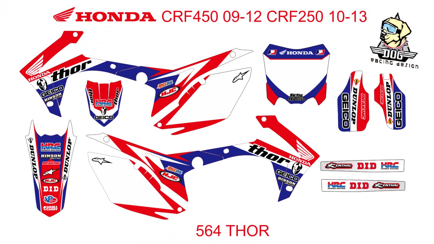 HONDA CRF 250 2010-2013 CRF 450 2009-2012 GRAPHIC DECAL KIT CODE.564