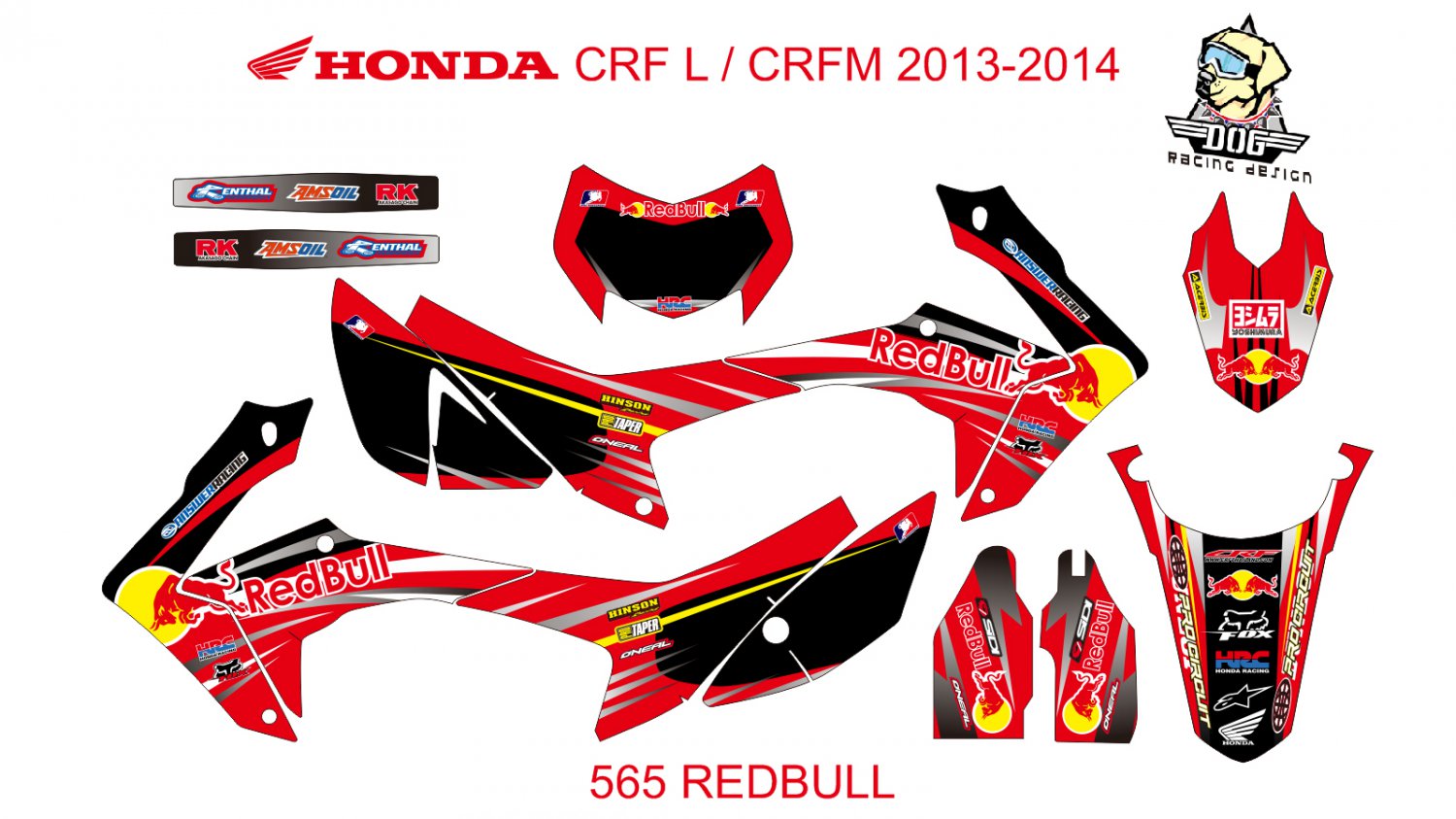 HONDA CRF L CRF M 2013-2014 GRAPHIC DECAL KIT CODE.565