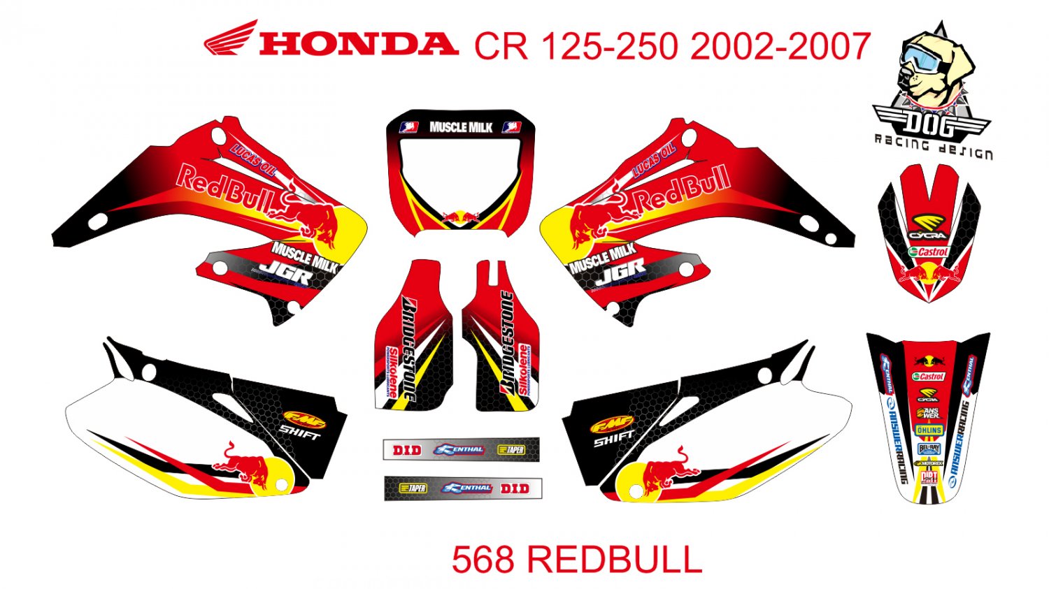 HONDA CR 125-250 2002-2007 GRAPHIC DECAL KIT CODE.568