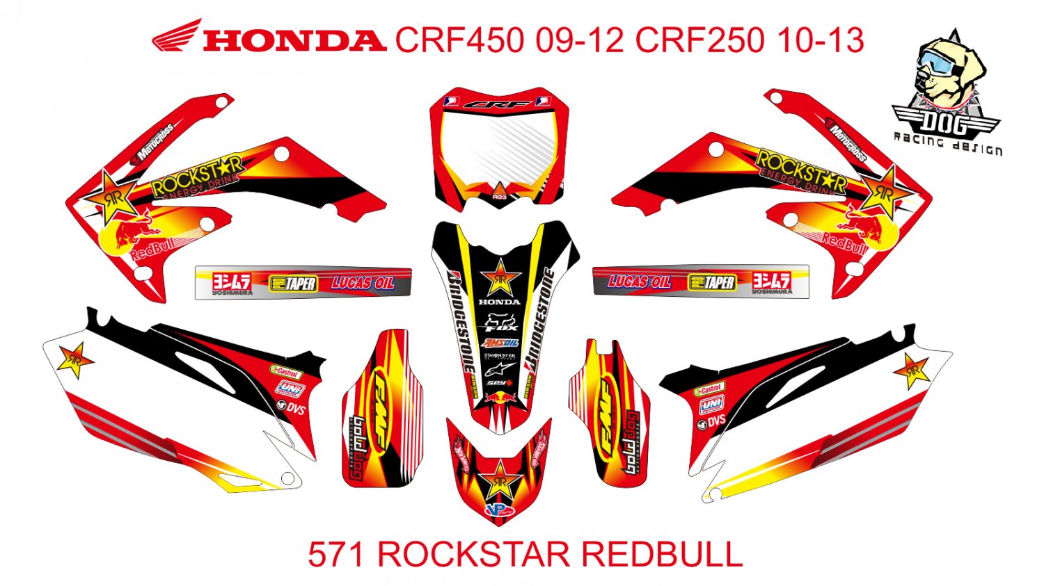 HONDA CRF 250 2010-2013 CRF 450 2009-2012 GRAPHIC DECAL KIT CODE.571