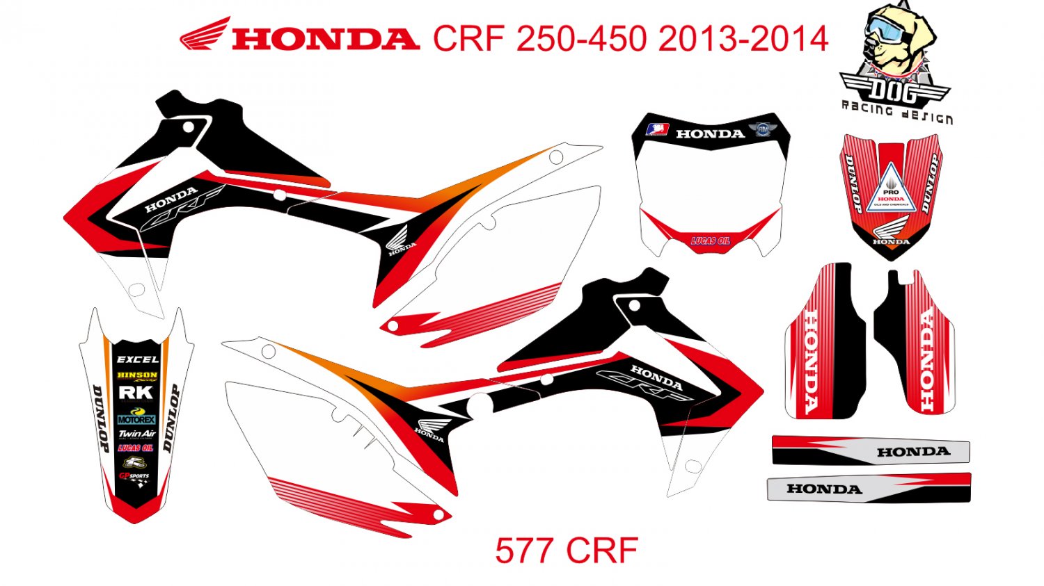 HONDA CRF 250-450 2013-2014 GRAPHIC DECAL KIT CODE.577