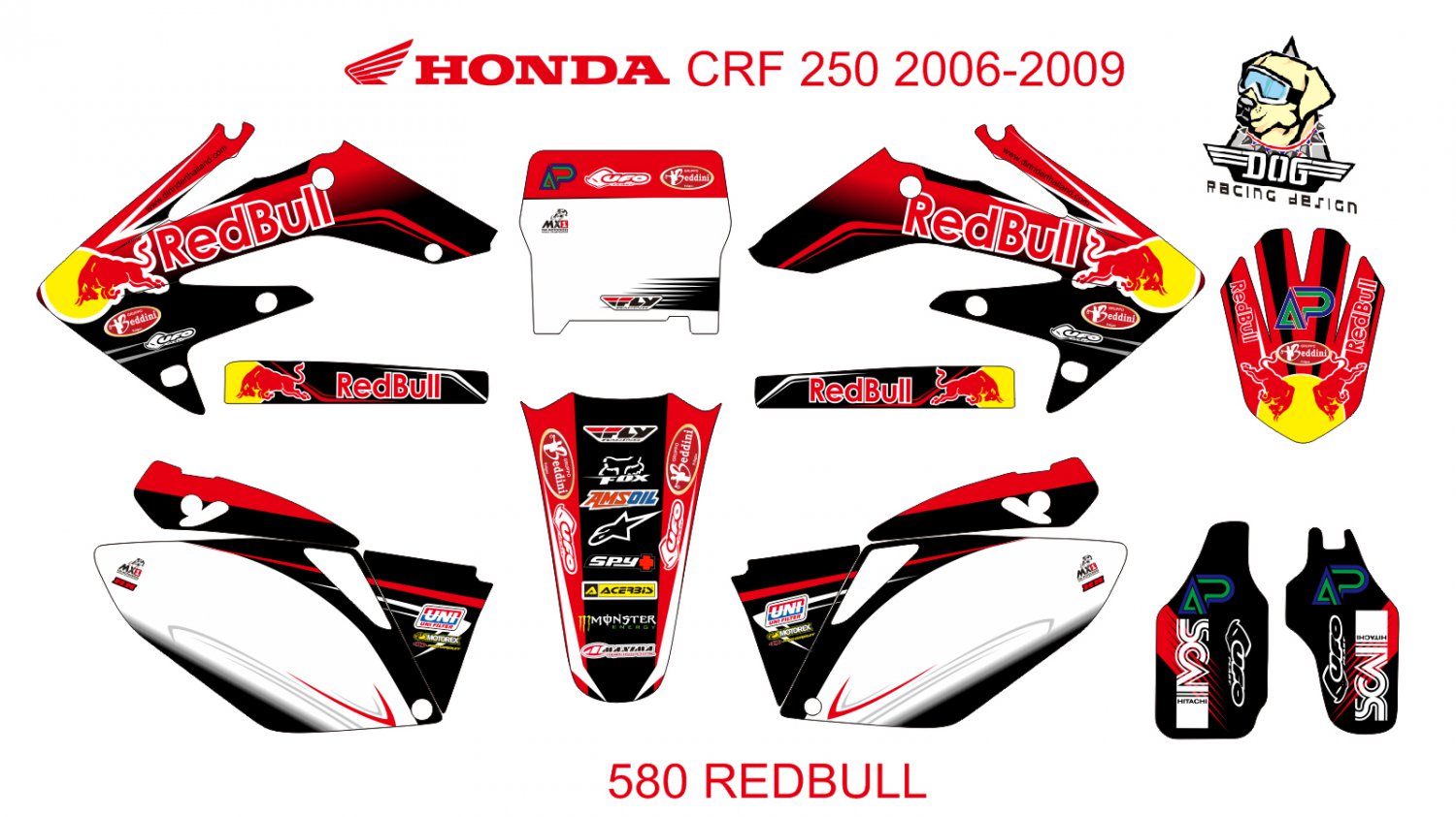HONDA CRF 250 2006-2009 GRAPHIC DECAL KIT CODE.580