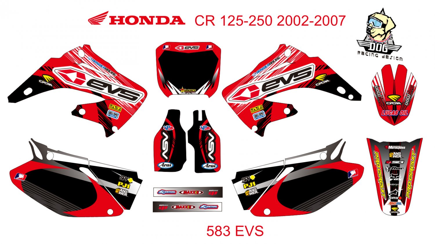 HONDA CR 125-250 2002-2007 GRAPHIC DECAL KIT CODE.583