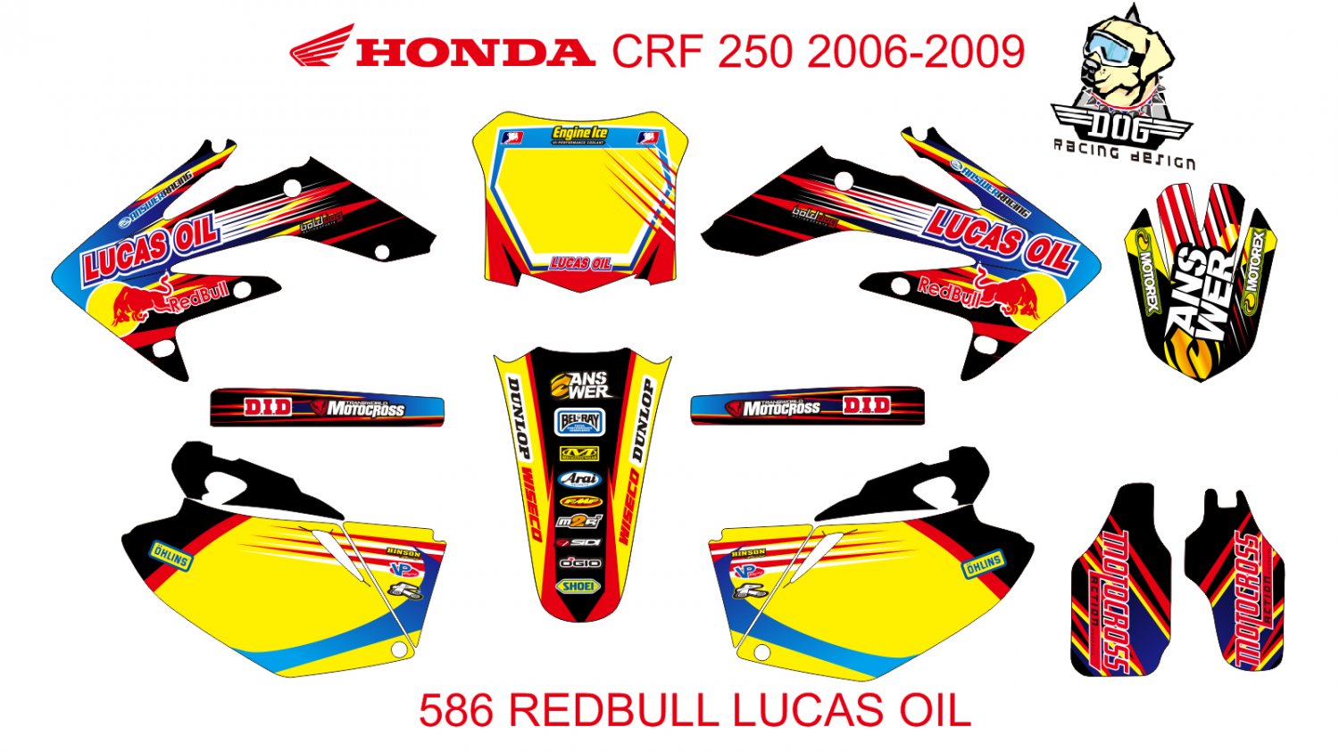 HONDA CRF 250 2006-2009 GRAPHIC DECAL KIT CODE.586