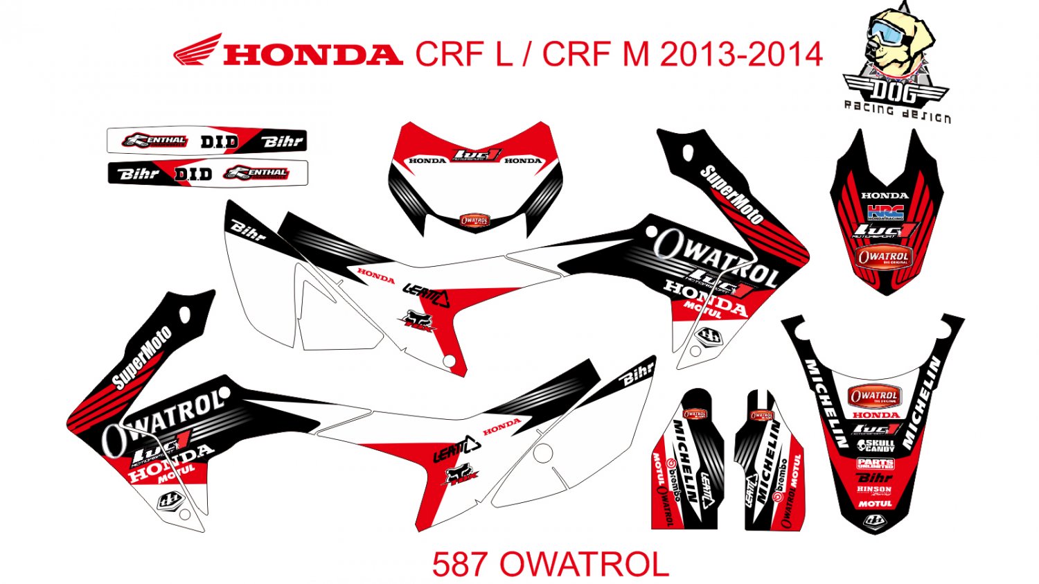 HONDA CRF L CRF M 2013-2014 GRAPHIC DECAL KIT CODE.587