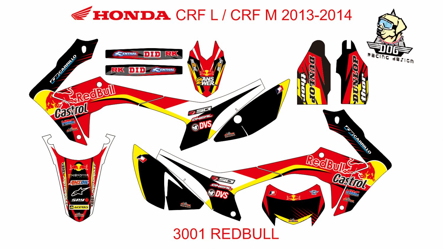 HONDA CRF L CRF M 2013-2014 GRAPHIC DECAL KIT CODE.3001