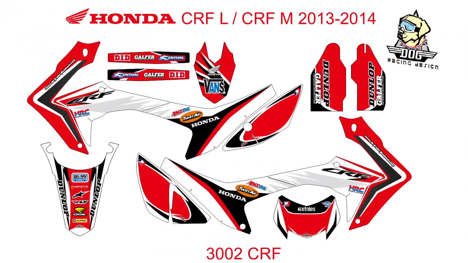 HONDA CRF L CRF M 2013-2014 GRAPHIC DECAL KIT CODE.3002