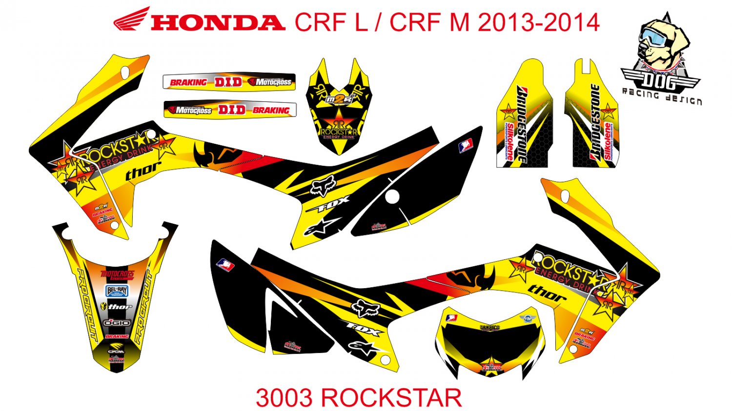 HONDA CRF L CRF M 2013-2014 GRAPHIC DECAL KIT CODE.3003