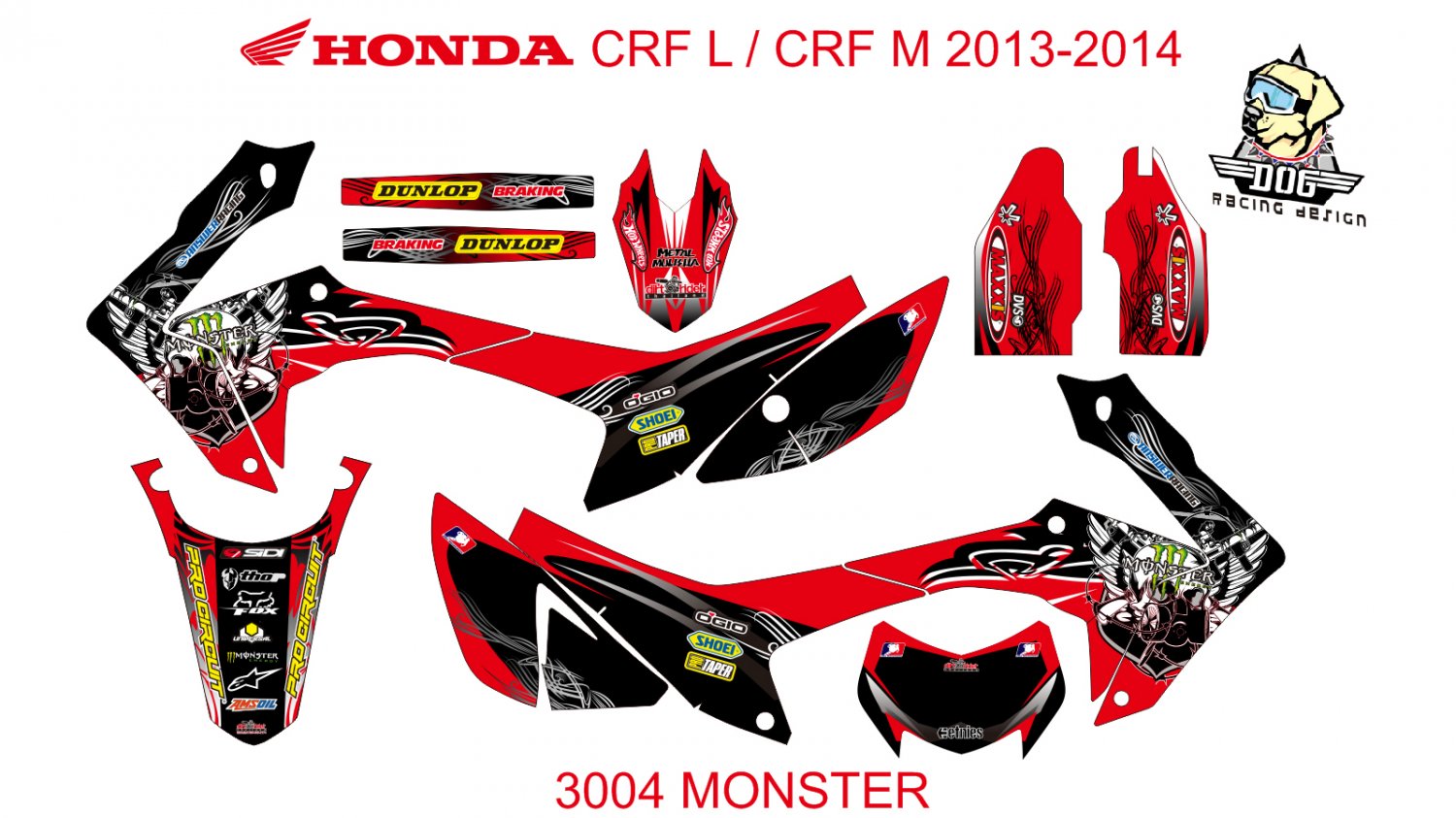 HONDA CRF L CRF M 2013-2014 GRAPHIC DECAL KIT CODE.3004