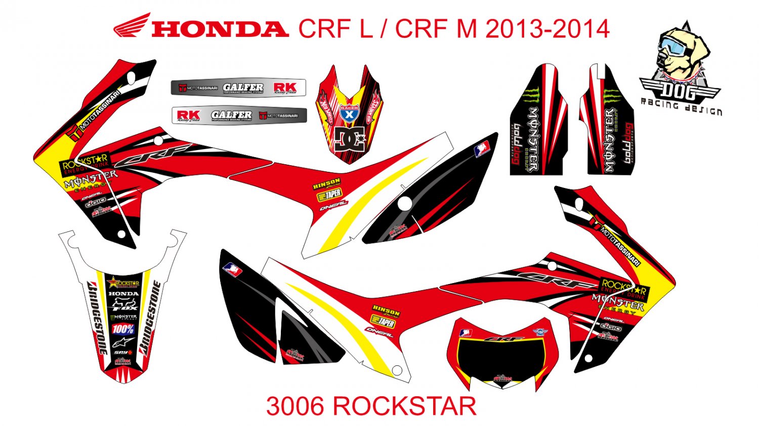 HONDA CRF L CRF M 2013-2014 GRAPHIC DECAL KIT CODE.3006